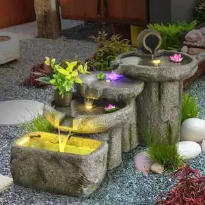 日式石磨流水摆件客厅鱼缸室内阳台喷泉水景办公室装饰品店铺开业