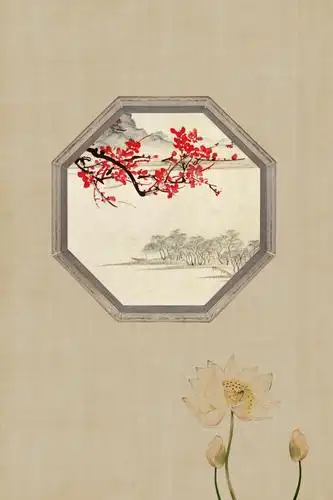 中国风水墨山水古典雅唯美背景图 psd模板ai海报设计素材中式插画