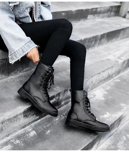 火箭作战靴军飞行员马丁靴男高帮鞋秋季中帮棉鞋冬季潮靴子军靴男士