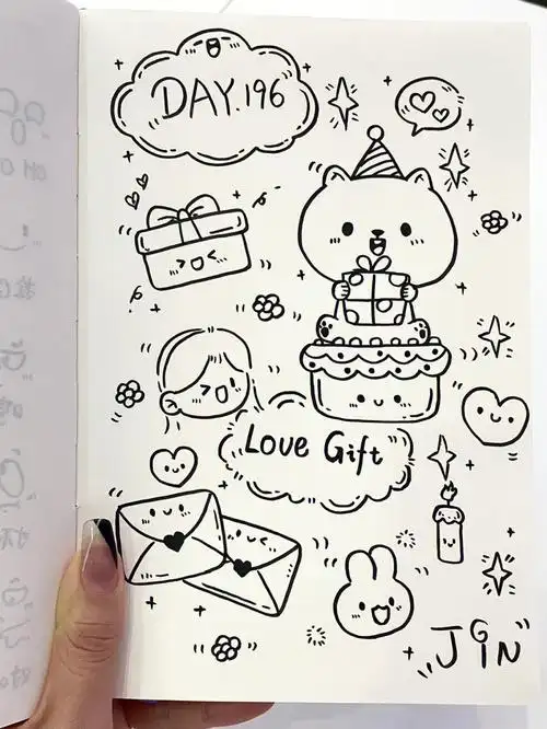 196萌萌哒礼物简笔画教程手帐小表情素材