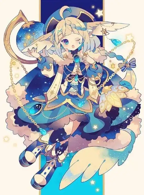 造型可爱卡通人物绘画,色彩搭配梦幻,画面丰富饱满