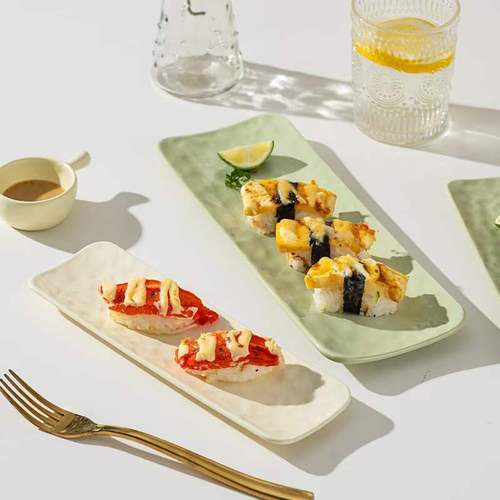 创意寿司陶瓷长方形盘子家用日式摆盘刺身ins甜品点心糕点餐盘