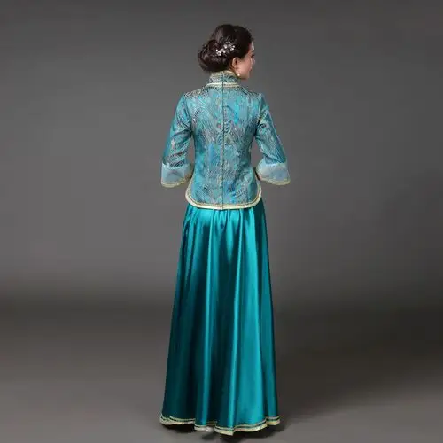 民国风大合唱团演出服装伴娘服装成人中老年古筝表演礼服高中学生