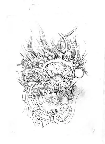 22张斗战胜佛孙悟空线条纹身手稿图片