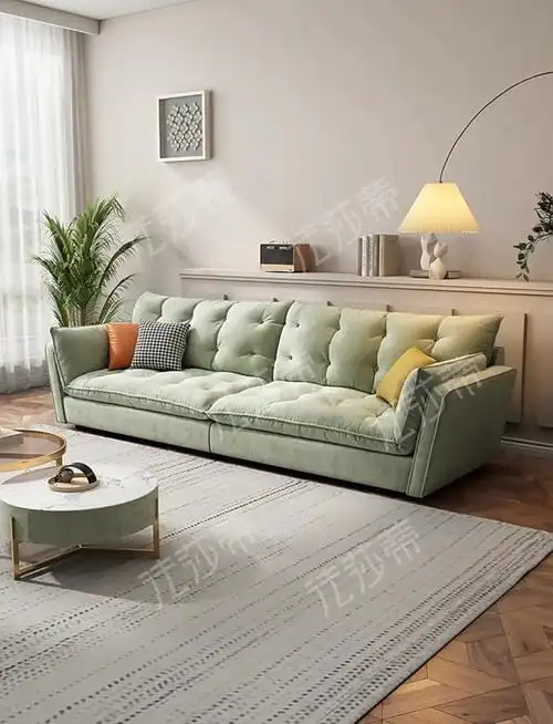 现代简约拉扣侘寂风超软羽绒沙发