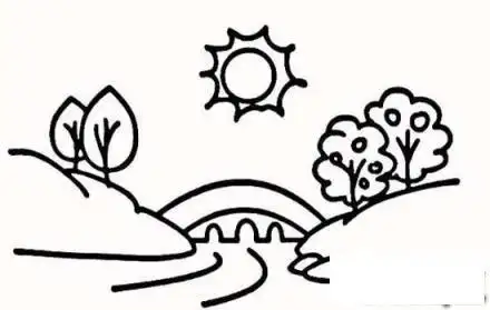 春天风景简笔画图片