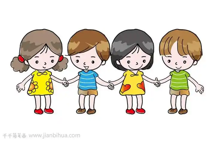 小朋友集体简笔画