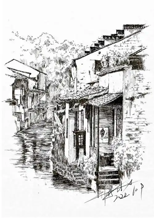 江南水乡#速写 #钢笔画  #江南水乡  #钢笔  #钢笔速写  #绘画  #寻找