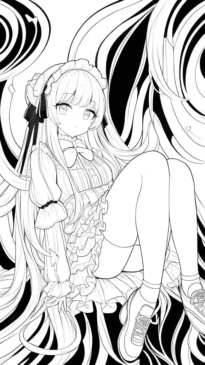 美少女线稿#涂色 #绘画 #一起 - 抖音