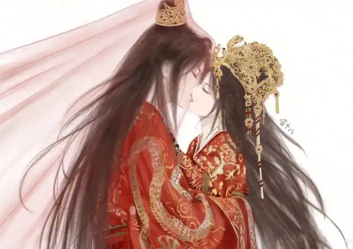 古风红衣女子图