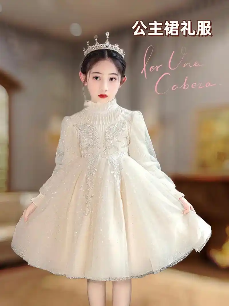 这款花童婚礼小女孩礼服冬季女童高端生日公 - 抖音