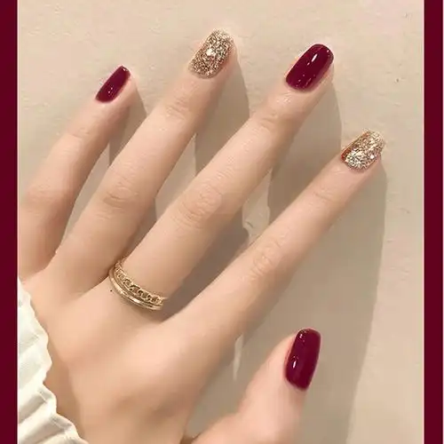 手工定制假指甲片成品纯色跳闪粉百搭气质持久防水可拆卸懒人美甲