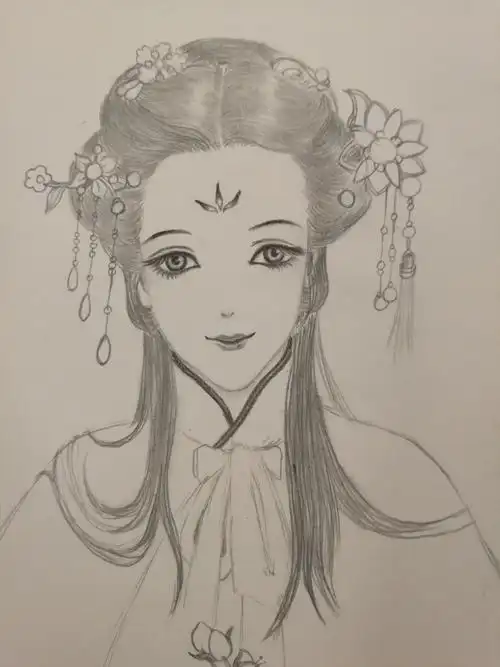 铅笔画:古风美女,这才是我最喜欢的调调