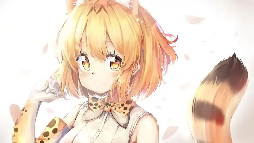 女孩兽耳黄色头发眼睛尾巴4k动漫壁纸壁纸