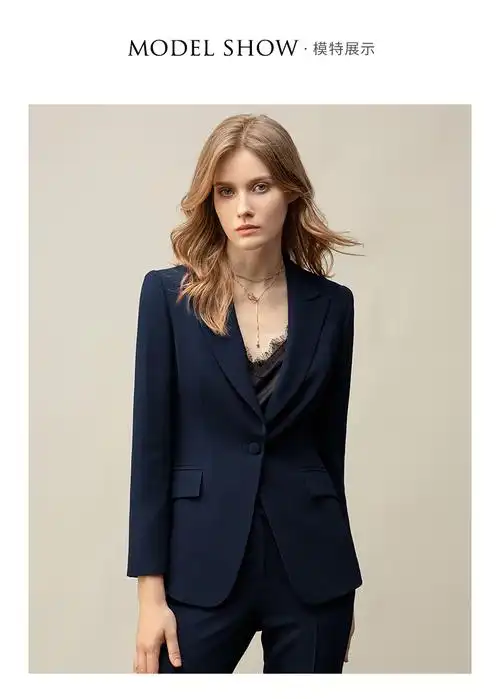 ad2022高端藏青色西装女士修身气质售楼部工作服春新款西服套装工作服