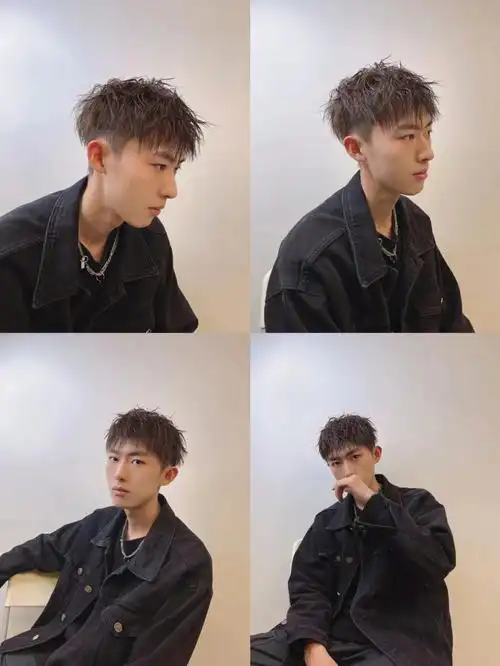 两侧清爽干净立体,蓬松纹理线条感简约而不失帅气型男发型钢夹烫99