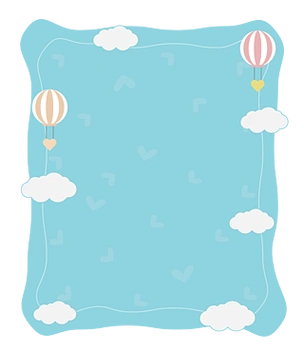 蓝天白云可爱热气球矢量免抠边框素材