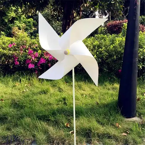 四叶白色黑色小风车户外加厚塑料风车玩具舞台摆设摄影大风车 白色50c