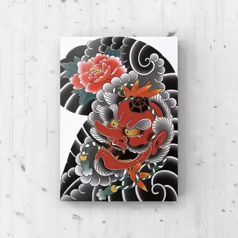 老传统半甲纹身图案手稿素材 东莞老传统