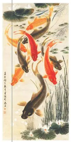 都说 鱼乃聚财之物,今天为大家带来的这幅画为广为流传的《 九鱼聚财