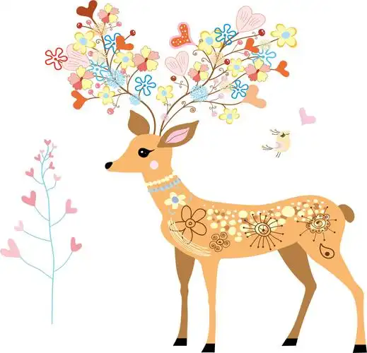 速卖通可移除墙贴纸 彩色梅花鹿儿童房卧室幼儿园装饰贴画 ay9171