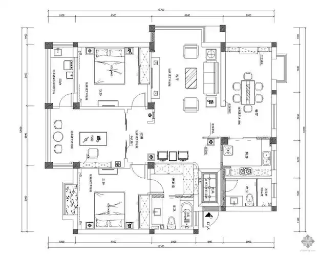 现代三居装修施工图-住宅装修-筑龙室内设计论坛