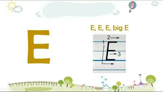首先,我们一起来认识一下大写字母e e,e,e,big e.