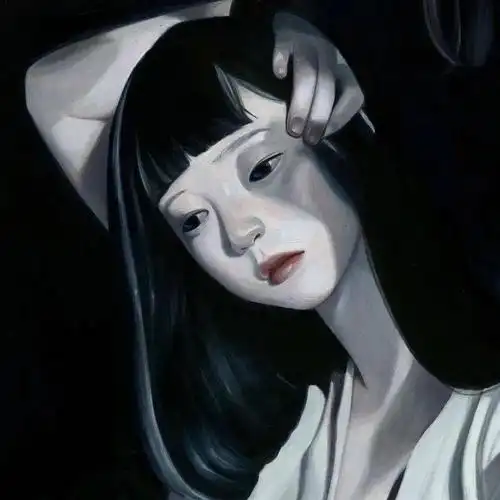 胆小慎点美女画家靠恐怖片找灵感笔下的少女阴郁诡异无数人直呼被吓到
