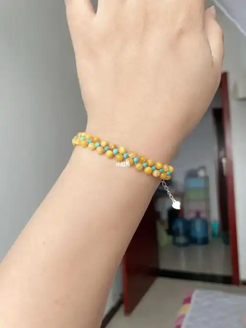 绿松蜜蜡小米珠手残党要穿瞎了