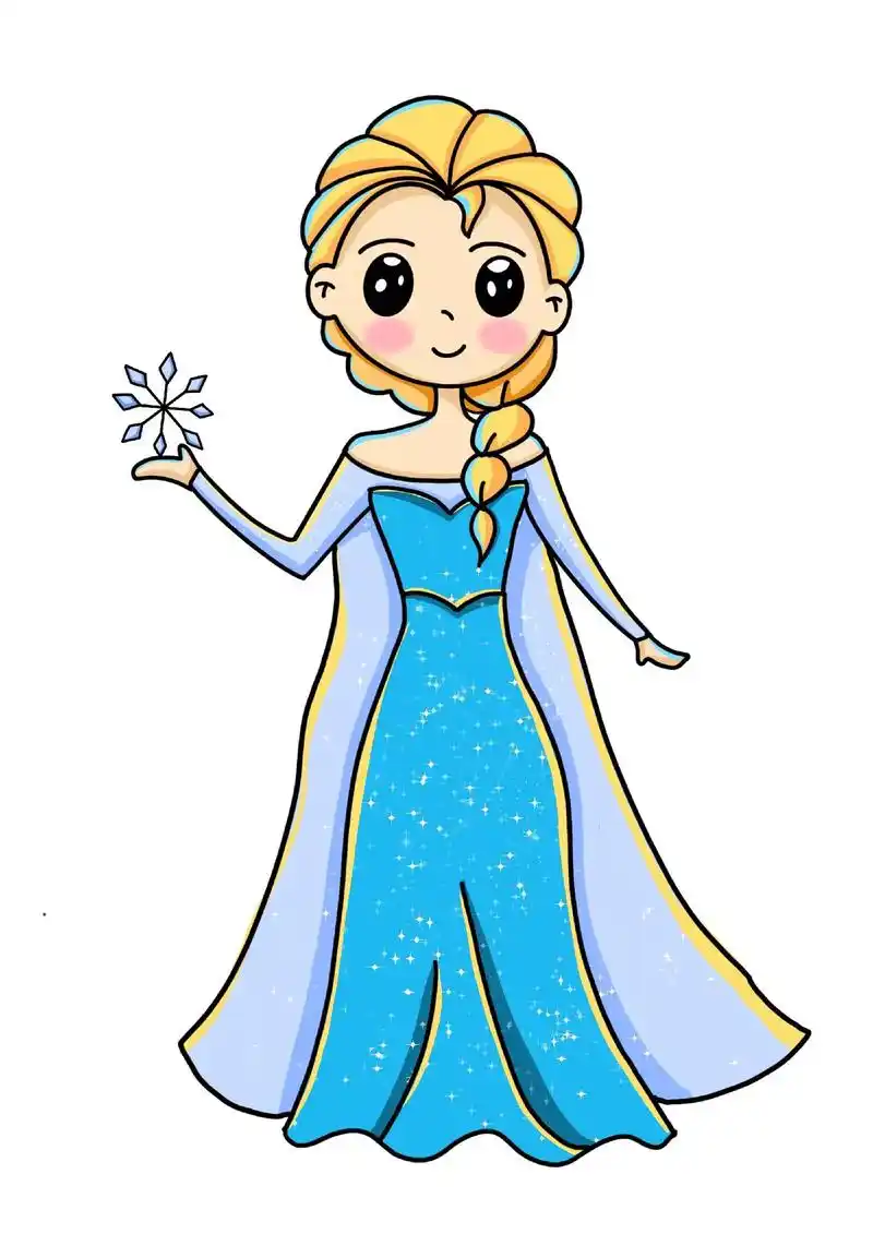 儿童画打卡6/100 《爱莎公主》适合7岁以上小朋友#一起学 - 抖音