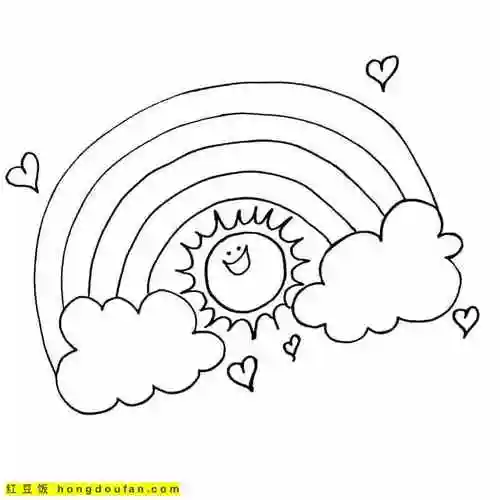 喜欢的11张乐哈哈的太阳卡通儿童涂色简笔画-红豆饭小学生简笔画大全