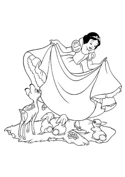 白雪公主简笔涂色画_第1页