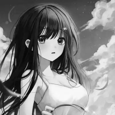 动漫女生头像高清黑白图片