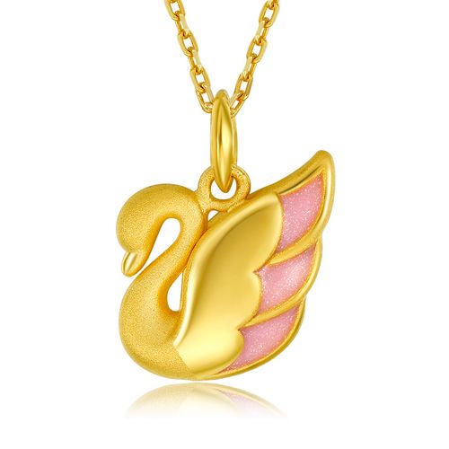庆怡珠宝 天鹅黄金吊坠女 999足金磨砂金饰 精品小鹅计价au3d981 约1.