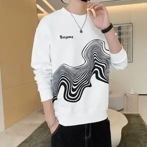 高档卫衣男秋季新款圆领外套男装潮流帅气男士打底衫上衣宽松长袖