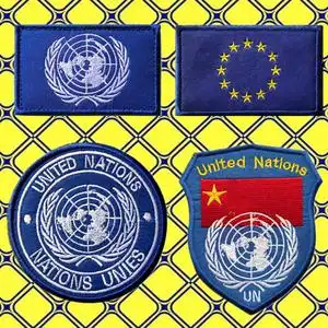联合国蓝盔徽章刺绣魔术贴章维和臂章户外背包帖章军迷战术士气章