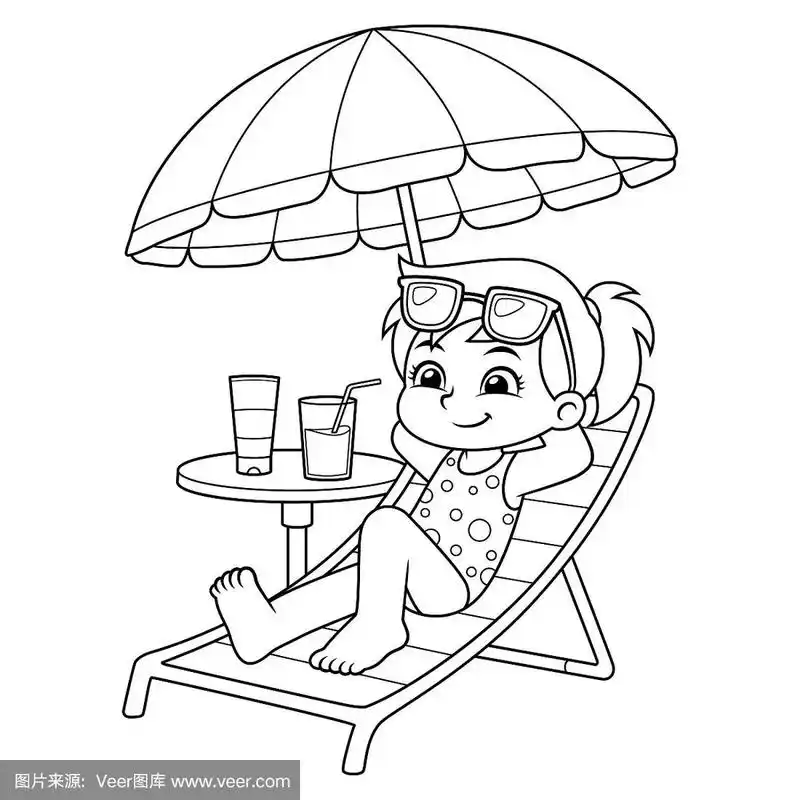 在沙滩上晒太阳和放松的女孩