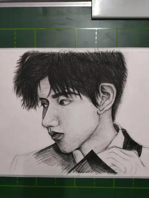 好像没画好,有点不太像,下次继续冲#王源素描  #源源