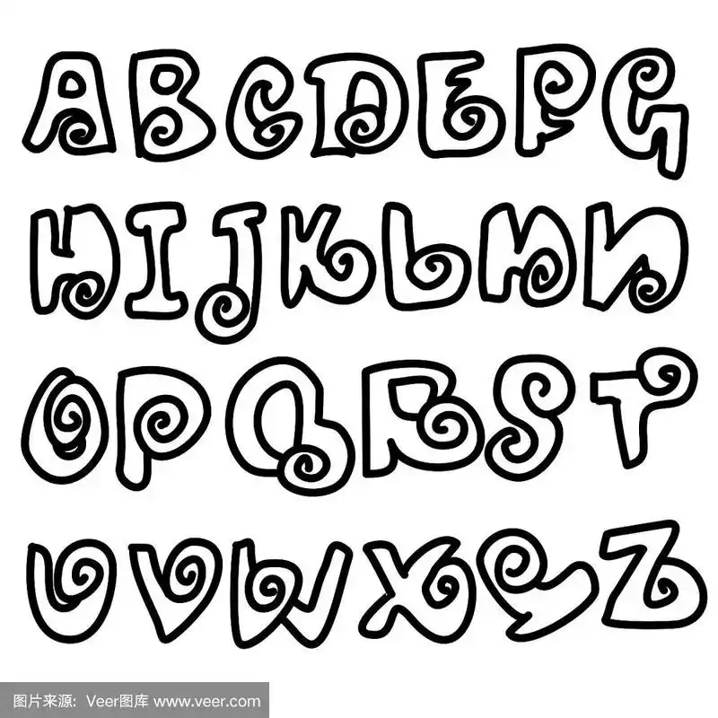 简单的双字母现代花字体