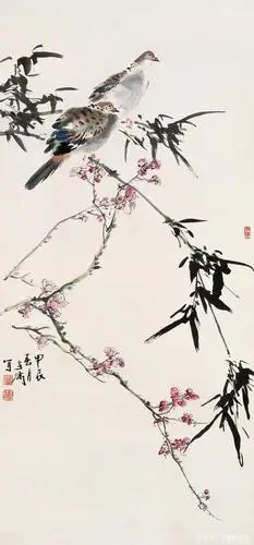 王雪涛国画作品:萱草,鹌鹑,翠鸟,芙蓉