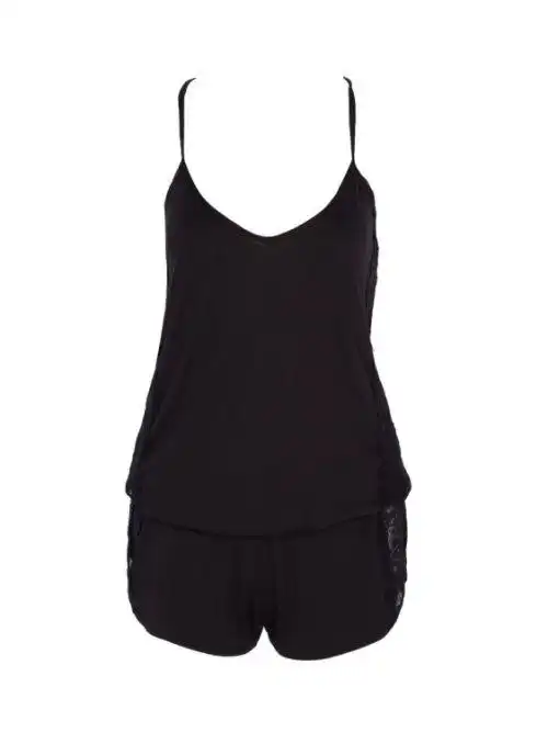 emporioarmani黑色吊带连体裤