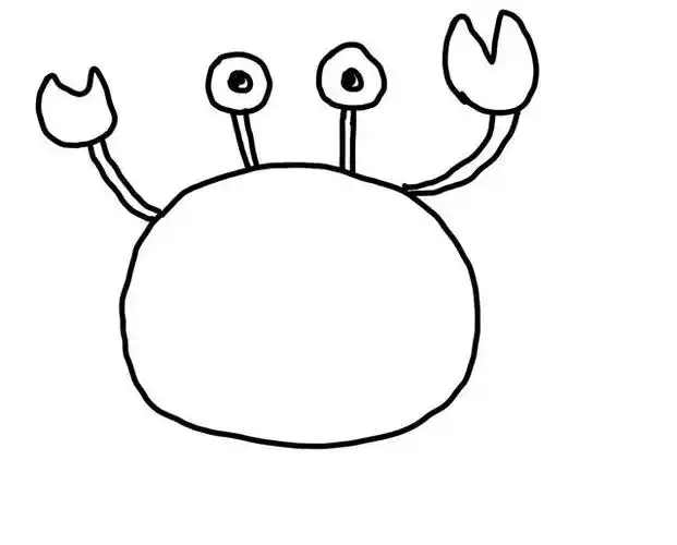 简笔画步骤图教学:儿童都喜欢的卡通可爱的小螃蟹,7步立马学会