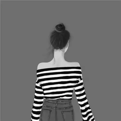 女生头像背影黑白手绘高清图片