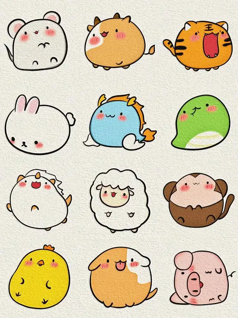 简单又实用的十二生肖简笔画～只要会画圆你就成功一半了!