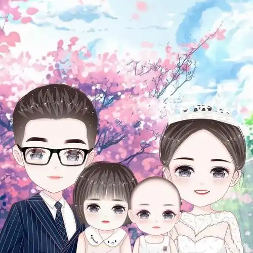 10月底全家福头像,一家三口,四口动漫头像