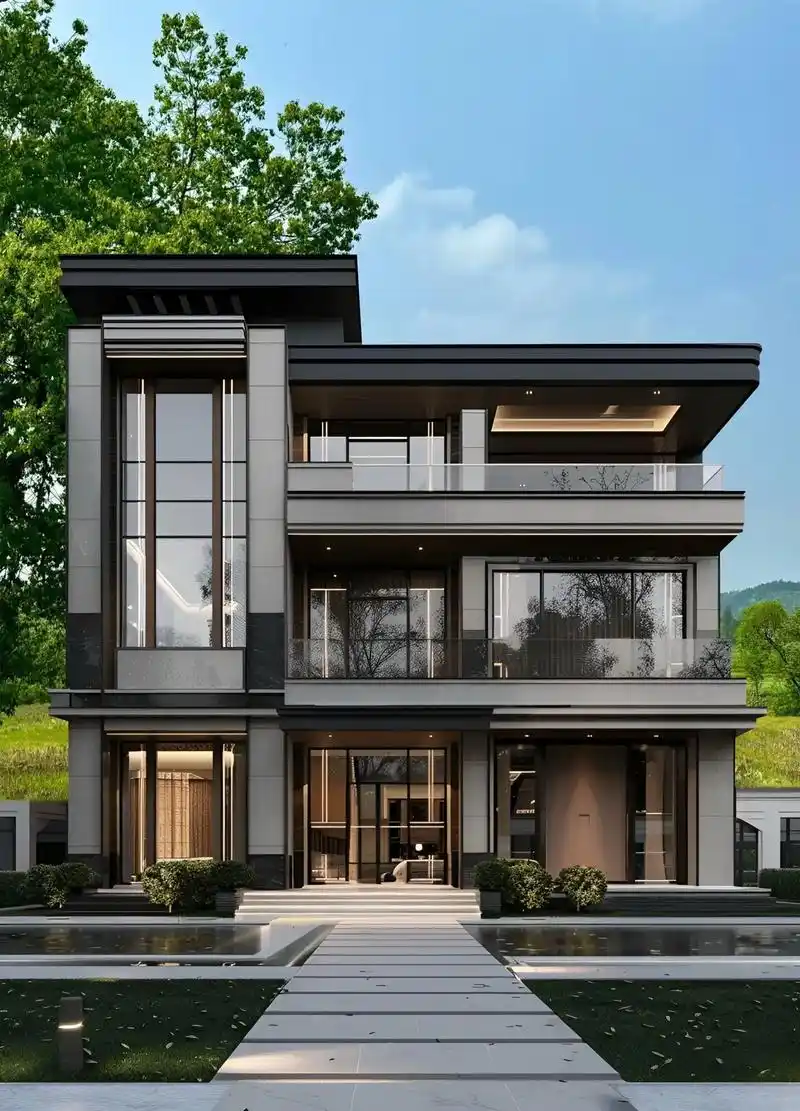 面宽12米的现代风大别墅,看着都令人赏心悦目!#建房说 #别