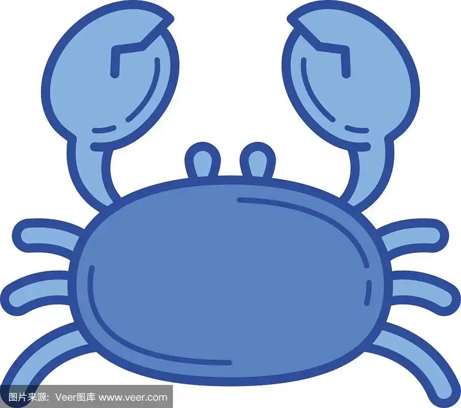 螃蟹,线图标,比例,背景分离,螯虾