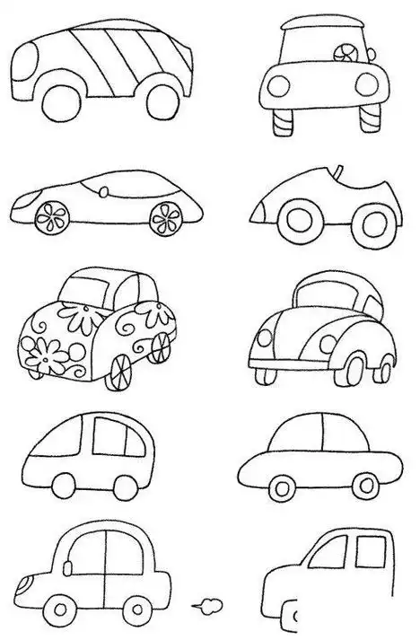 简笔画的小汽车车灯