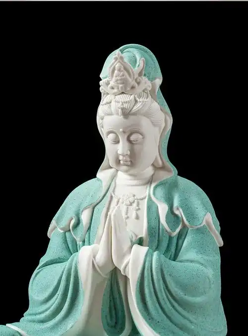 陶瓷祈福合掌观音佛像摆件 家用供奉观世音菩萨像玄关会所保平安
