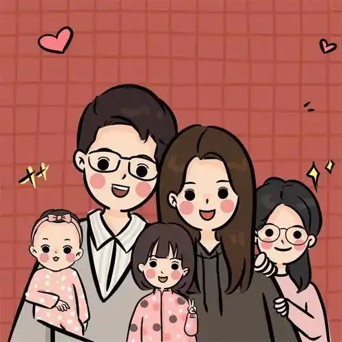 好物微信定制全家福手绘定制作情侣一家三四口约稿q版卡通动漫画头像